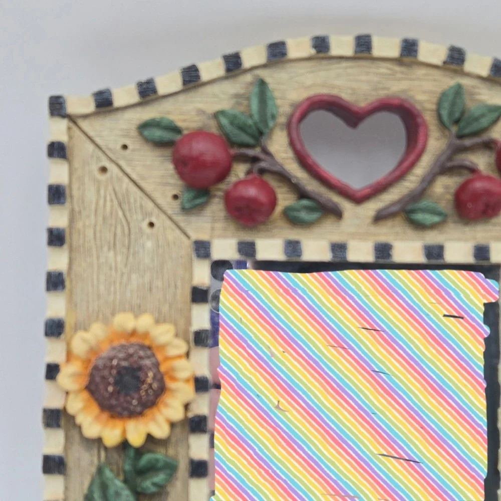 Folk Art Bird Birdhouse Sunflower‎ Resin Wall Mirror Country Farmhouse Decor